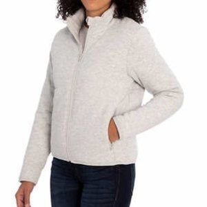 Three Dots Cozy Comy Quilted Jacket Grey Large Soft Fleece